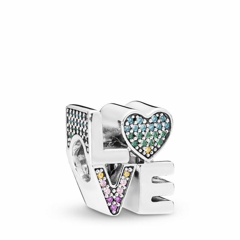 Talismane Pandora Multi-color Love Argint/Albastri (s68YWy52)